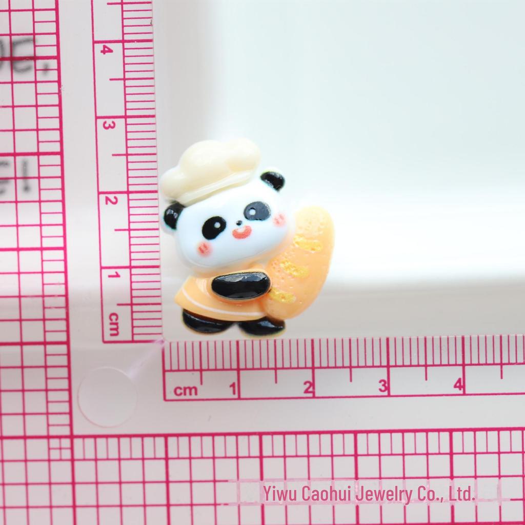Panda Bread Toast DIY Cream Glue Cartoon Food Resin Jewelry Accessories