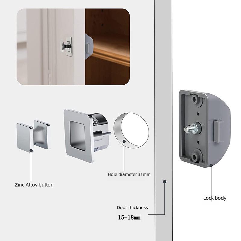 Zinc Alloy Wall Cabinet RV Handle with Hidden Button Lock