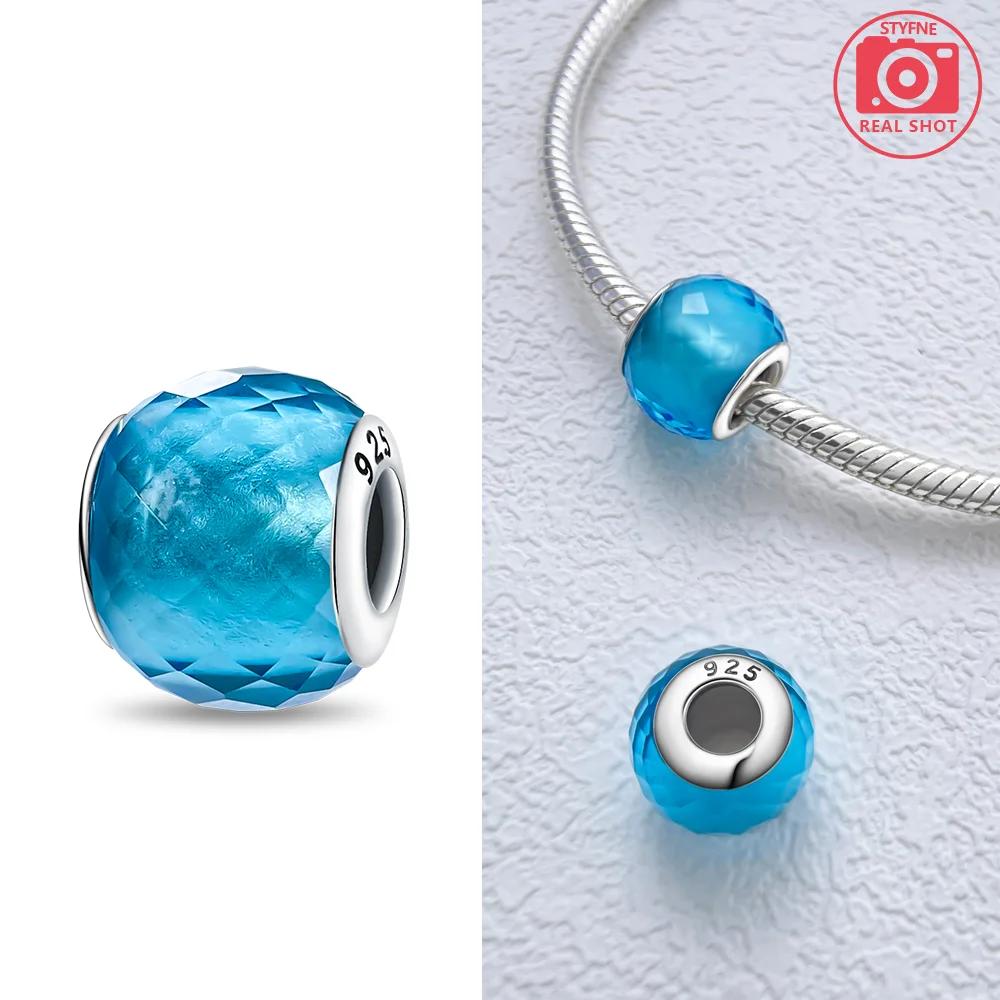 925 Silver Bracelet Women Diy Jewelry Gift Accessories Charms Beads Pink Murano Glass Blue Flower Butterfly Beads
