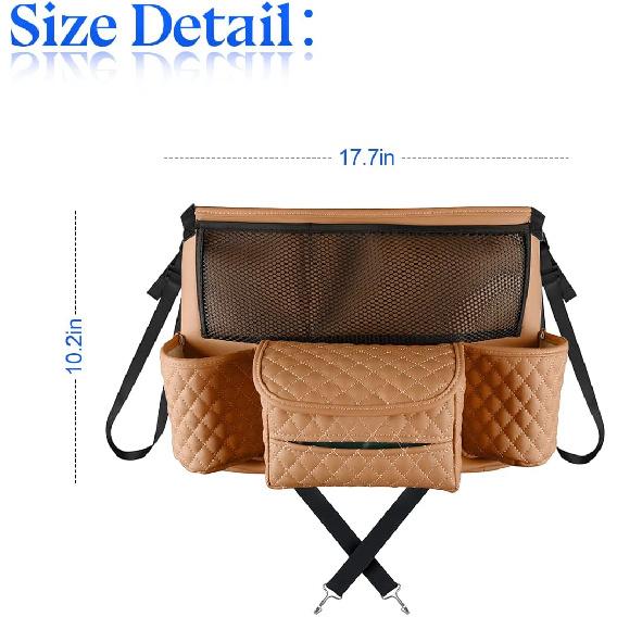 XINLIYA Car Handbag Holder Between Seats, PU Leather Multi-Pocket Large Capacity Purse Holder, Auto Net Bag Barrier Of Backseat Pet Kids, Car Seat