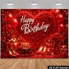 2D Damska Czerwona Róża Tło Happy Birthday Szpilki Tort Imprezowe Tło
