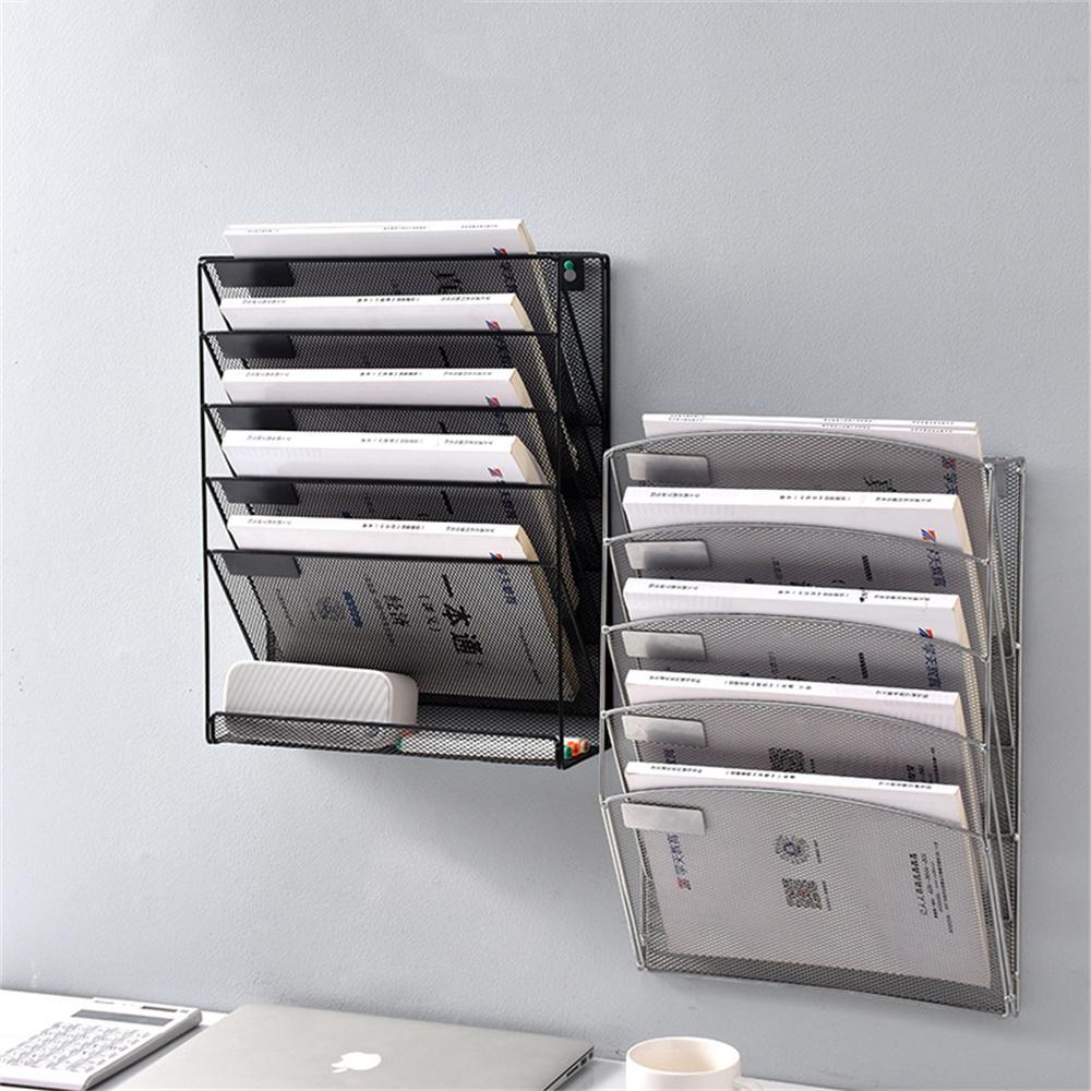 Estante de Metal para Revistas y Periódicos Montado en la Pared para Hogar Oficina Libros Periódicos Archivos Carpeta Pantalla de Escritorio