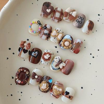 50Pc Mixed Packing Maillard Bow Nail Diamond Winter Resin Decoration Retro Stereoscopic Patches Nail Decoration Accessories