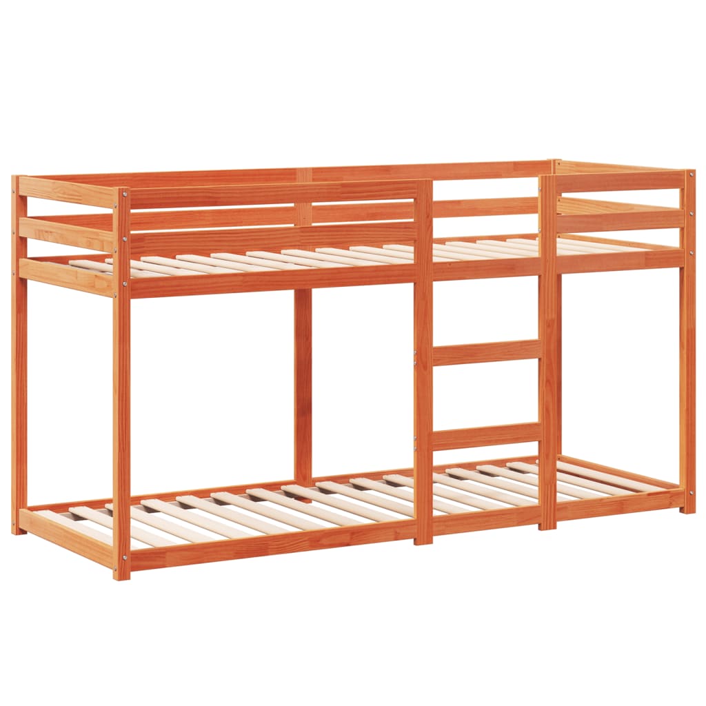 Bunk Bed with Canopy Wax Brown 90x190 Cm Solid Pine Wood