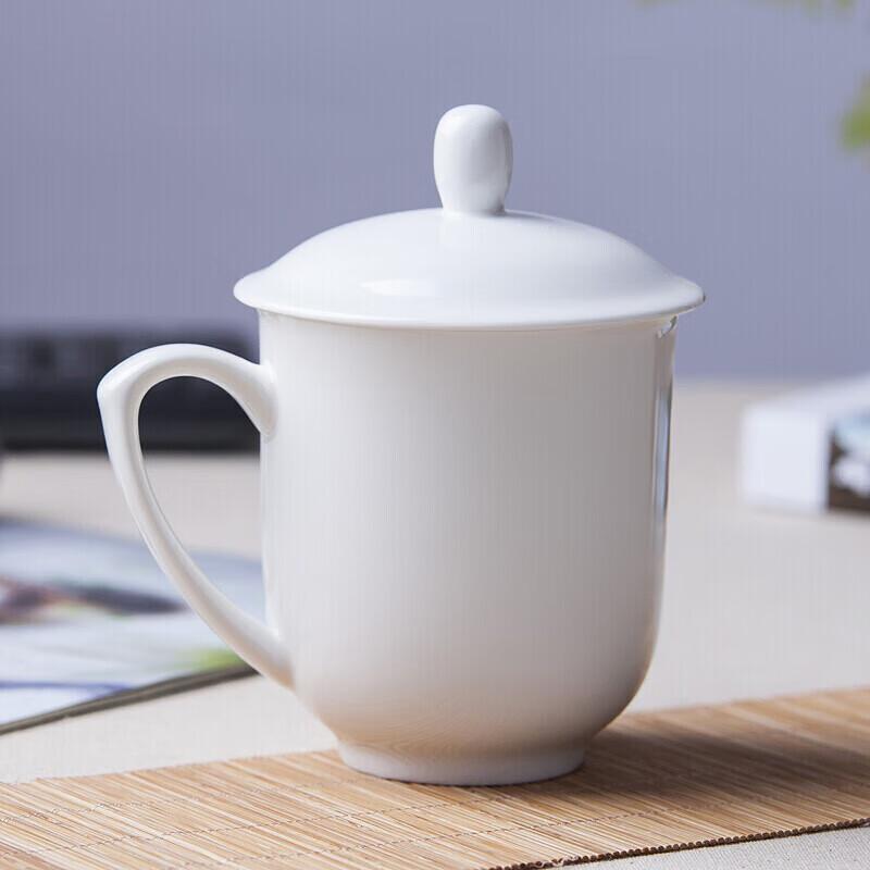 Taoxianghui Ceramic Mug with Lid Set, 10-Pack Pure White Meeting Cups for Business Meetings And Office Use