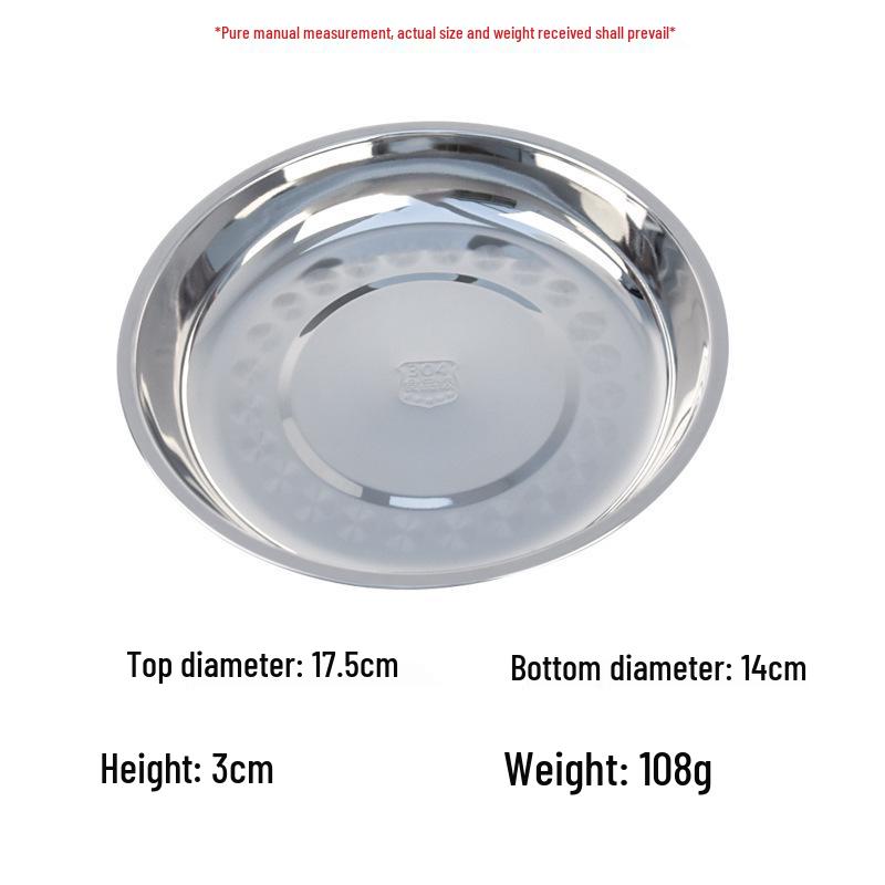 Food-Grade Stainless Steel Multi-Purpose Plate: Ideal for Soup, Dinner, Fruit, Steaming, and Household Use.
