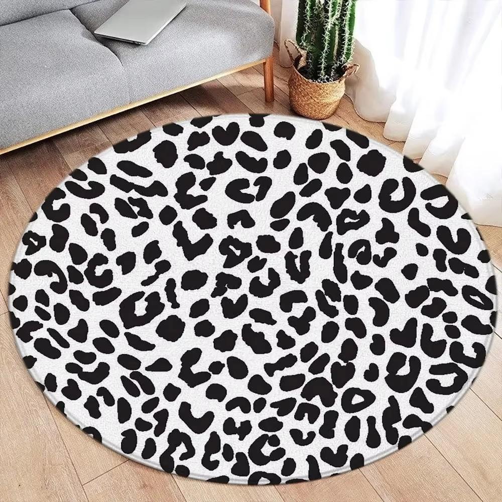 Brown Leopard Print Round Carpet Fashion Animal Fur Pattern Woman Girl Living Room Bedroom Flannel Floor Rugs Home Decorative