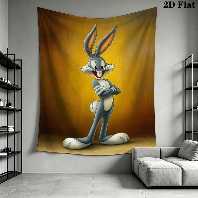 Bugs Bunny Wall Tapestry Aesthetic Wall Hanging Printed Fabric Blanket Decorative Tapestries for Bedroom Living Room Home Decor