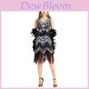 Elegante Gatsby Flapper Perlenbesetzte Vintage Fransen Pailletten Ärmellose Damen Partykleider für zeitlosen Stil