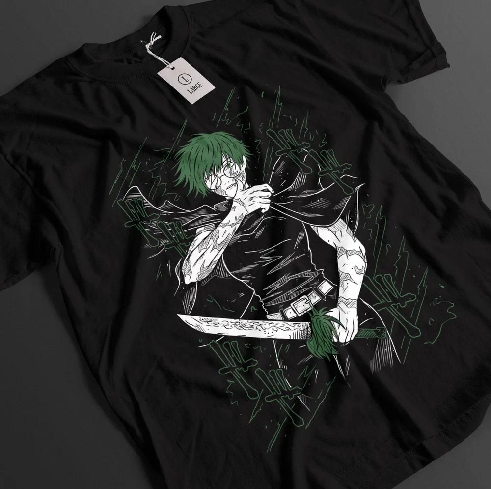 Anime Jujutsu Kaisen Maki Zenin With Weapon Black TShirt Size S4XL S