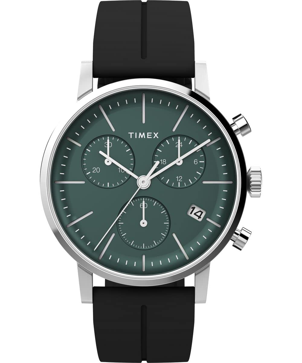 

Timex Men s Midtown Chronograph 40mm Watch, Black/Green, One Size, 40mm Midtown Chronograph