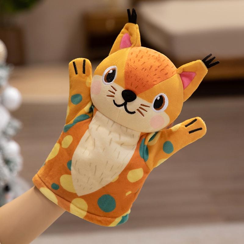 

Cute Cartoon Squirrel Hand Puppet Plush Toy Role-playing Animal Kawaii Accompany Gifts For Kids 28cm
