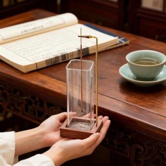 Incense Holder Stylish Ash-resistant Stand Glass Compatible Candles Suitable Long Burner Tea Ceremony Purification Study Meditation Entrance Room (A)