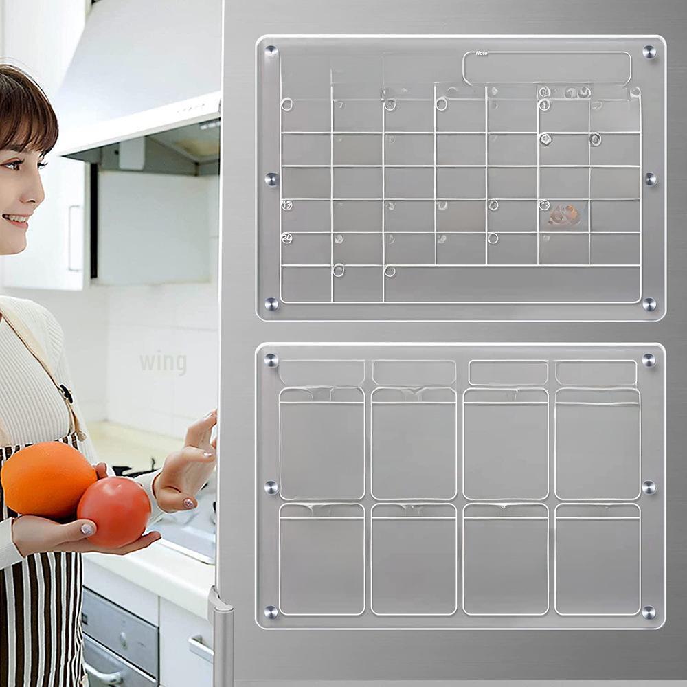 Magnetic Clear Fridge Dry Erase Calendar and Weekly Meal Planner Board
