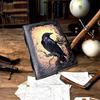 Raven Leather Journal with Antique Lock | Gothic Vintage Notebook | Handmade Writing Diary