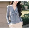 Bow-knitted cardigan, spring and autumn temperament wear, thin coat, good-looking top
