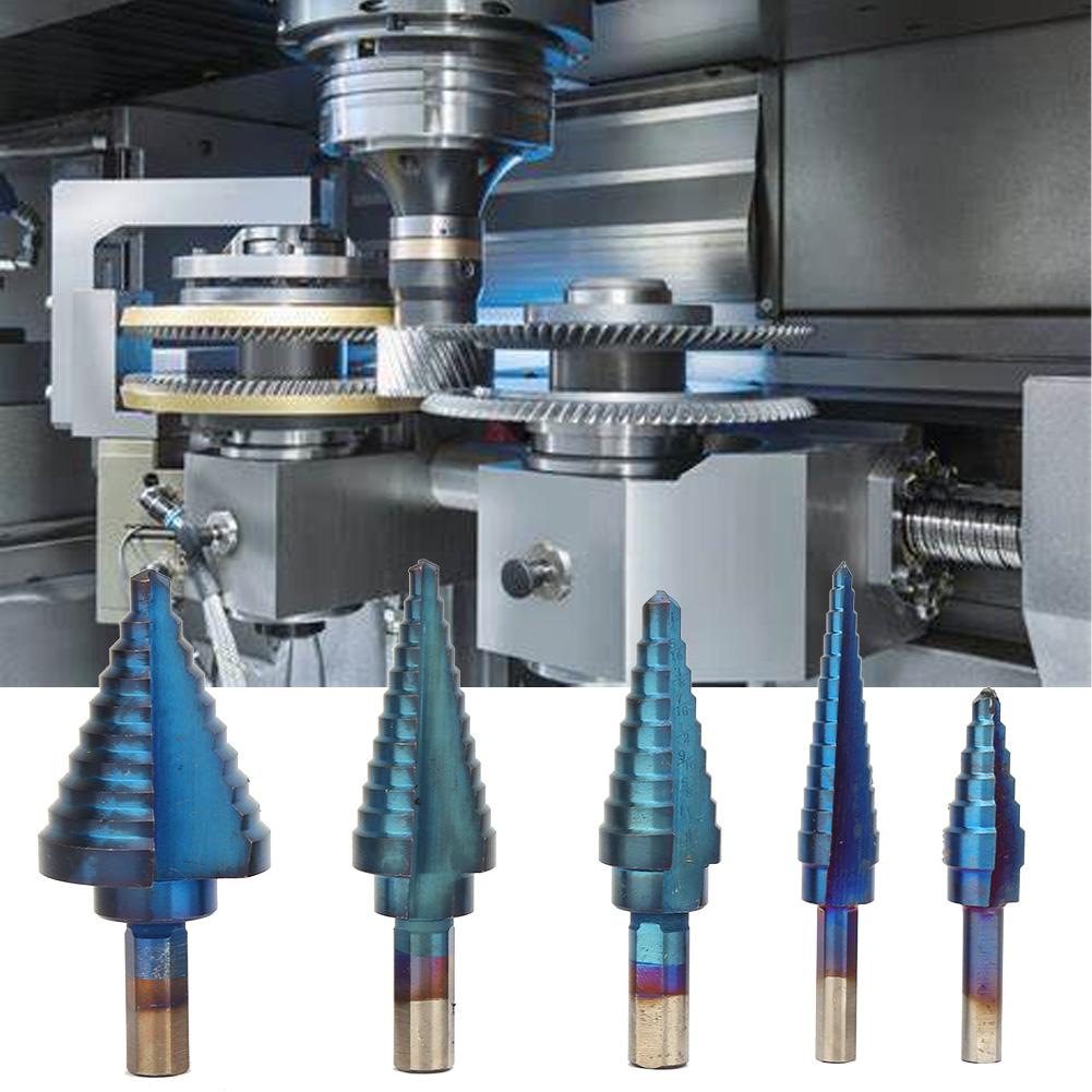 Набор из 5 сверл HSS с английским треугольным хвостовиком и ступенчатым сверлом, конических сверл