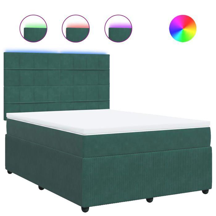 VidaXL Slat Bed Base and Mattress Dark Green 160x200cm Velvet, Bed, Platform Bed, Panel Bed, Furniture of 3294685