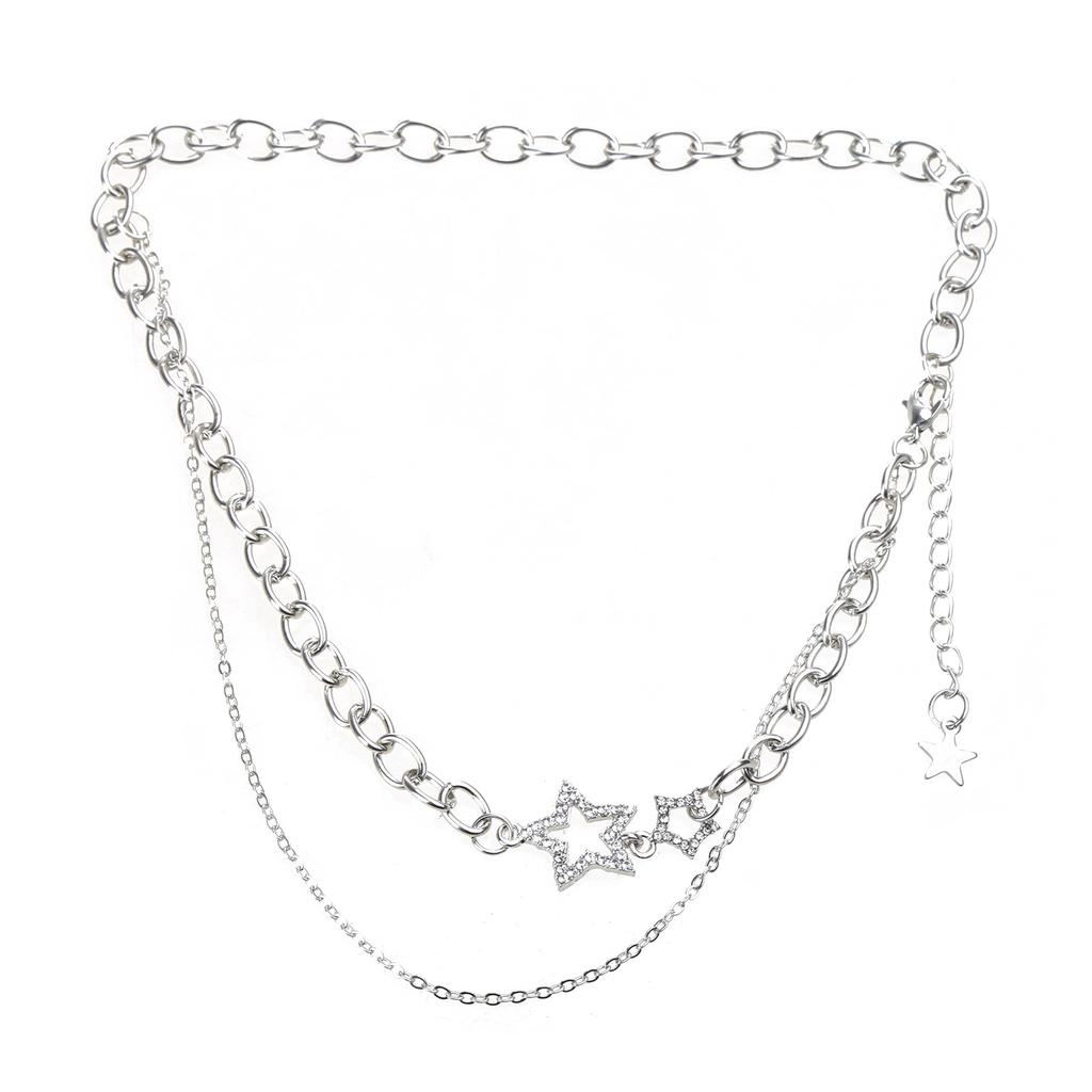 Silver Color Crystal Metal Collar Chain Necklaces Women Personality Jewelry