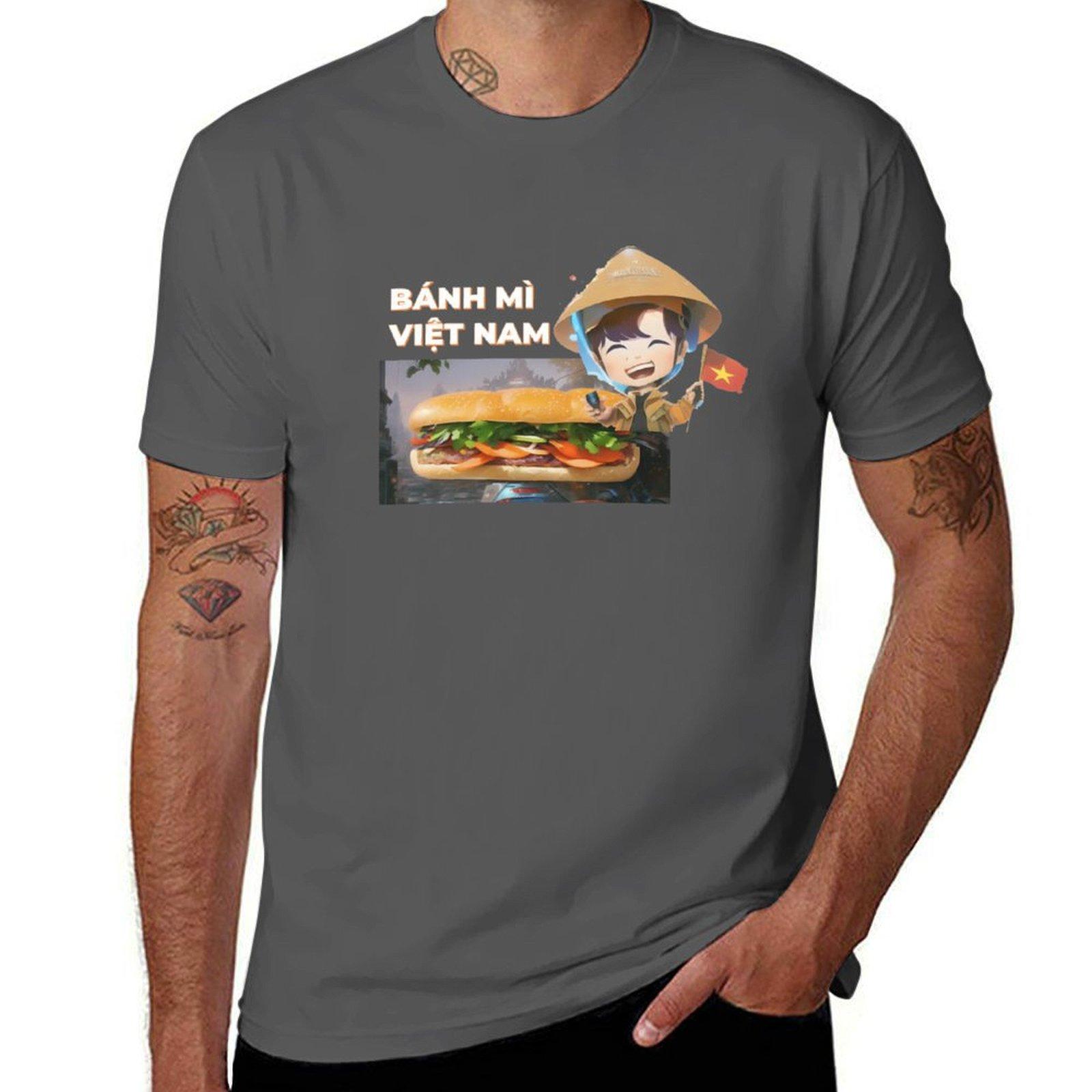 

T-Shirt shirts for t man cotton shirts Nam pack food Viet man men for t mi Banh 4XL