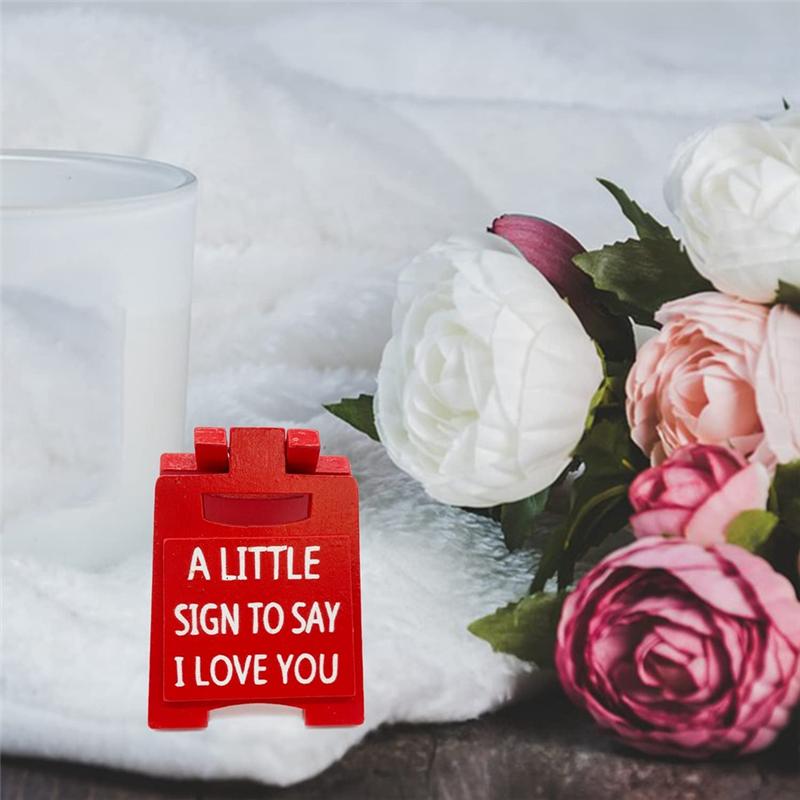 Practical-Love You Small Sign, Love Theme Mini Sign Decoration, Romantic Love Language Sign Plaque, Home Office Desk Decoration