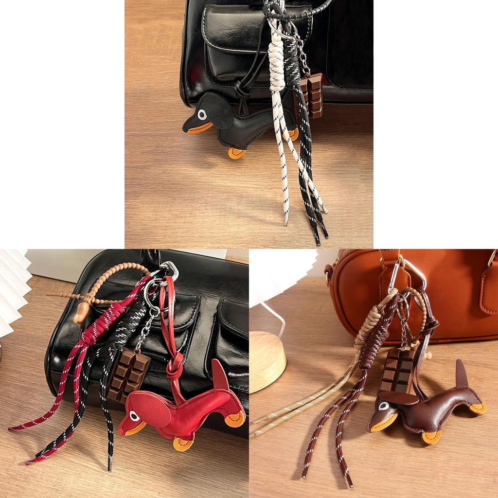 Portachiavi Giocattolo per Cane in Pelle Stile Retro Miu con Corda Intrecciata per Accessori Moda
