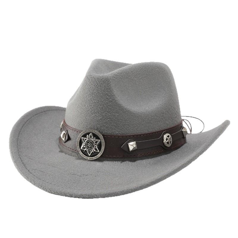 New Men's and Women's Ethnic Woolen Hair, Western Cowboy Hat, Jazz Hat, Big Edge Sunshade Top Hat