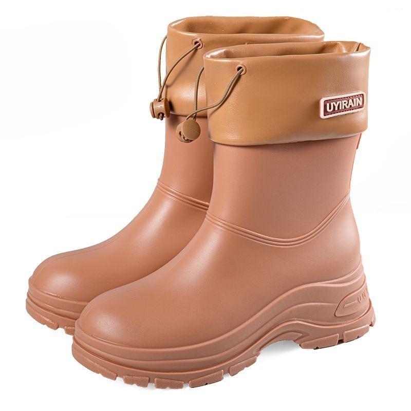Fashionable Women's Thick Soled Waterproof Rain Boots, Anti Slip Short Tube, Adult Waterproof Kitchen Rubber Boots