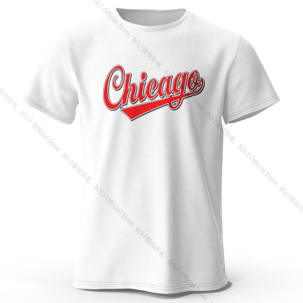 Men's Chicago Printed T-Shirt 100% Cotton Oversized Letter Graphic Tees for Women Summer Tops Urban Streetwear