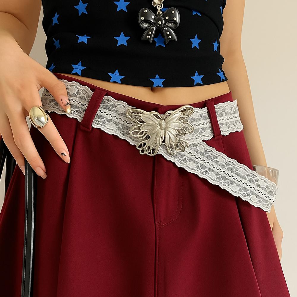 Korean Style Lace Waistband Elegant Dress Jeans Belt Unique Butterfly Waist Belt  Spicy Girls