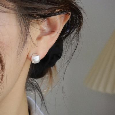 Ohrringe Damen Neuer Temperament Matt Gebürstetes Silber Schmuck Einfache Steckerohrringe Nischen Design Hohes Gefühl