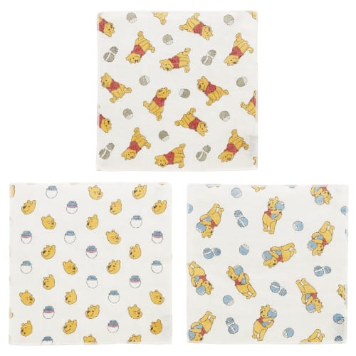 Skater Kaya Fabric Dishcloths, 30x30cm, Disney Winnie the Pooh Funny Face Design, 3-Count, KFKC3