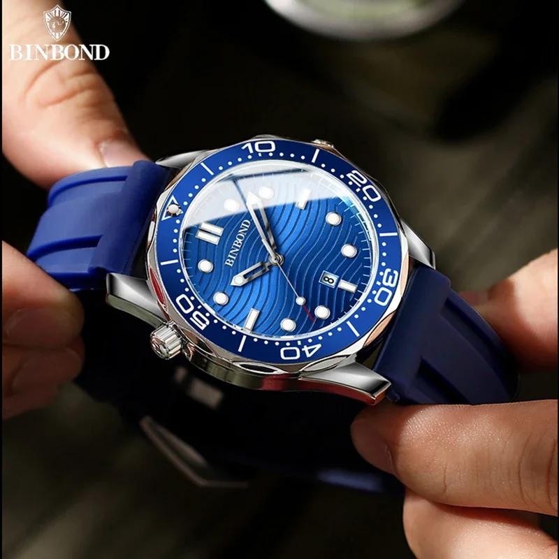 BINBOND Günlük Moda Ultra İnce Deniz Atı Serisi Kuvars Erkek Saati Tarihli Su Geçirmez Işıklı Spor İş Erkek Kol Saati