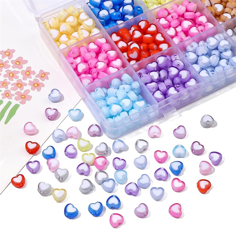 30Pcs Acrylic Heart Shape Beads Loose Spacer Beads for Jewelry Making DIY Bracelets Necklace