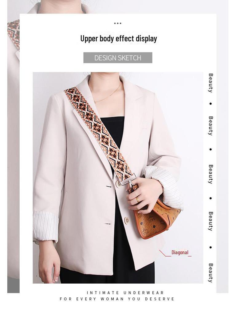 5CM Adjustable Multi-Color Women's Bag Strap - Kaleidoscope Pattern, Wide, Cross-Body