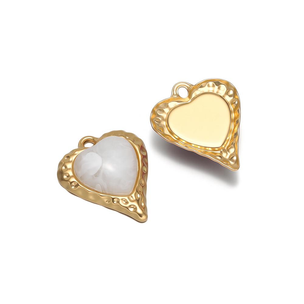 4pcs Stainless Steel Artificial Stone Heart Charms for DIY Bohemian Jewelry Findings Necklace Pendants Vintage Earrings Making