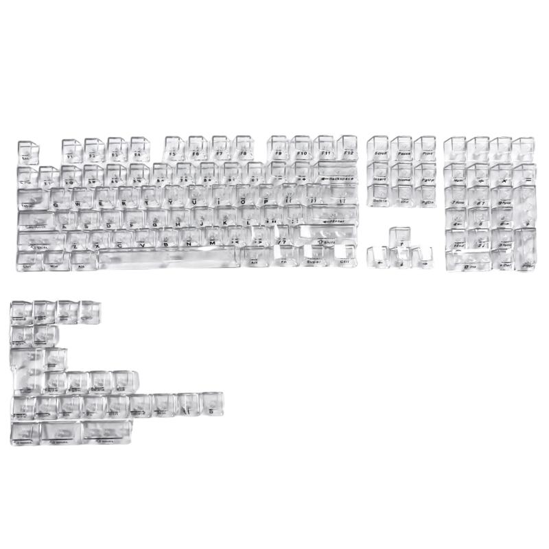132Keys Transparent Keycaps 10mm Profile Keycap Set for Mechanical Keyboards with Color Lighting Side/Top Print