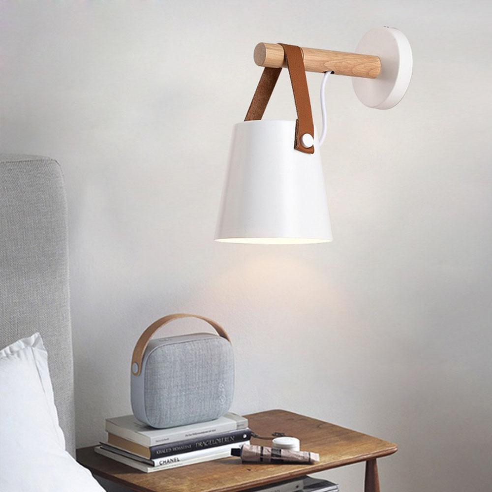 Wooden Wall Lamp Interior Light Fixture For Home Sconce Interior Lighting Living Room Nordic Modern Bed Wall Lamps With Wire E27