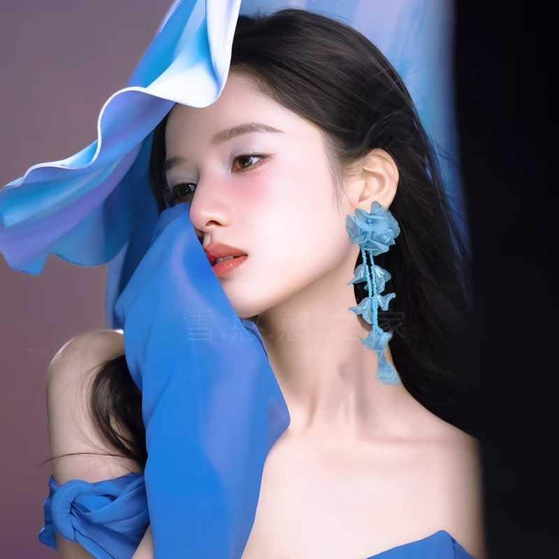 Chiffon-Blumen-Ohrringe mit Reisperlenfransen, modische Temperament-Stecker, einfache, hochwertige, vielseitige Ohrringe