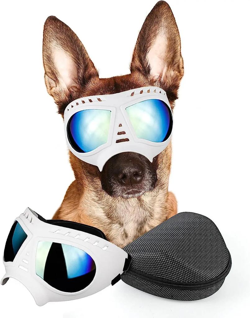 Okulary dla psa Duża rasa Anti-UV Przezroczyste okulary przeciwsłoneczne dla psa średniej i dużej rasy Wiatroszczelne Przeciwpyłowe Przeciwmgielne Miękkie okulary dla psa