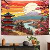 Japanische Wandteppiche Japanische Wandkunst Kirschblüten Dekoration Landschafts-Wandteppiche Wandbehang für Wohnzimmer Schlafzimmer Heimdekoration