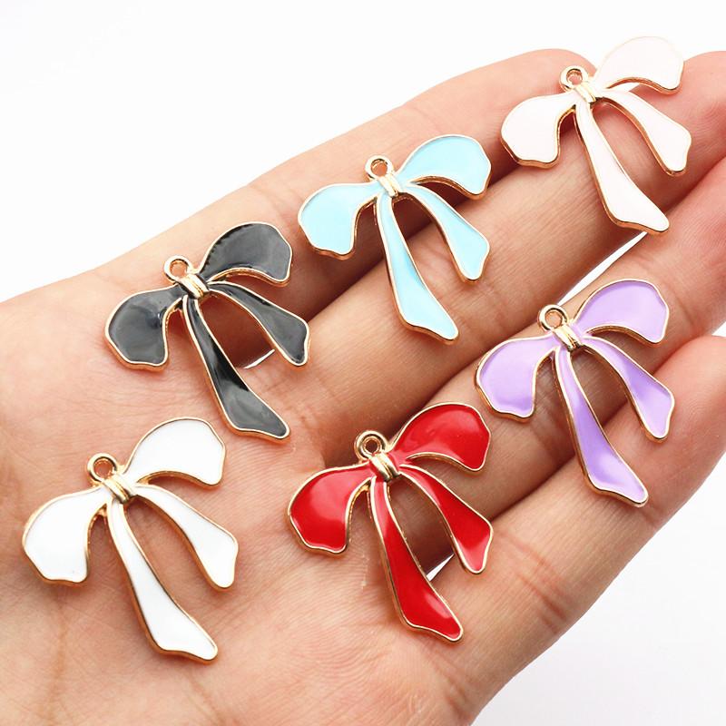 10-20pcs Bow Charms Pendant Enamel Alloy Metal Craft DIY Jewelry Making Accessories Findings for Earrings Necklace Bracelets