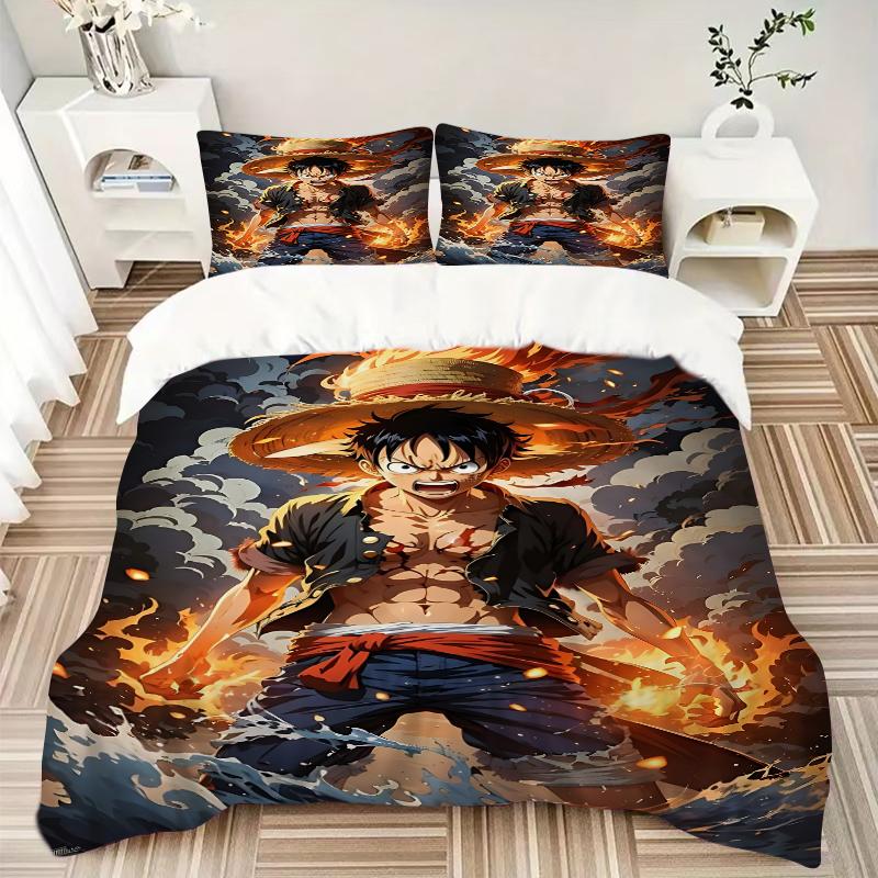3Pcs One Piece Adventure Bedding Set Quilt Cover Pillowcase Home Christmas Xmas Halloween Gift 1 Duvet Cover 2 Pillowcase M929271