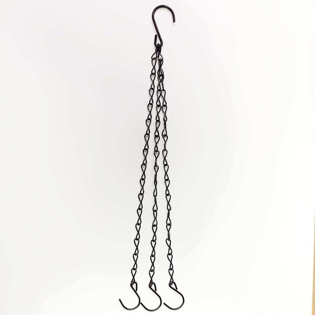 Black Hanging Chain for Flower Baskets and Garden Pots - Set of Three with Figure Eight Design