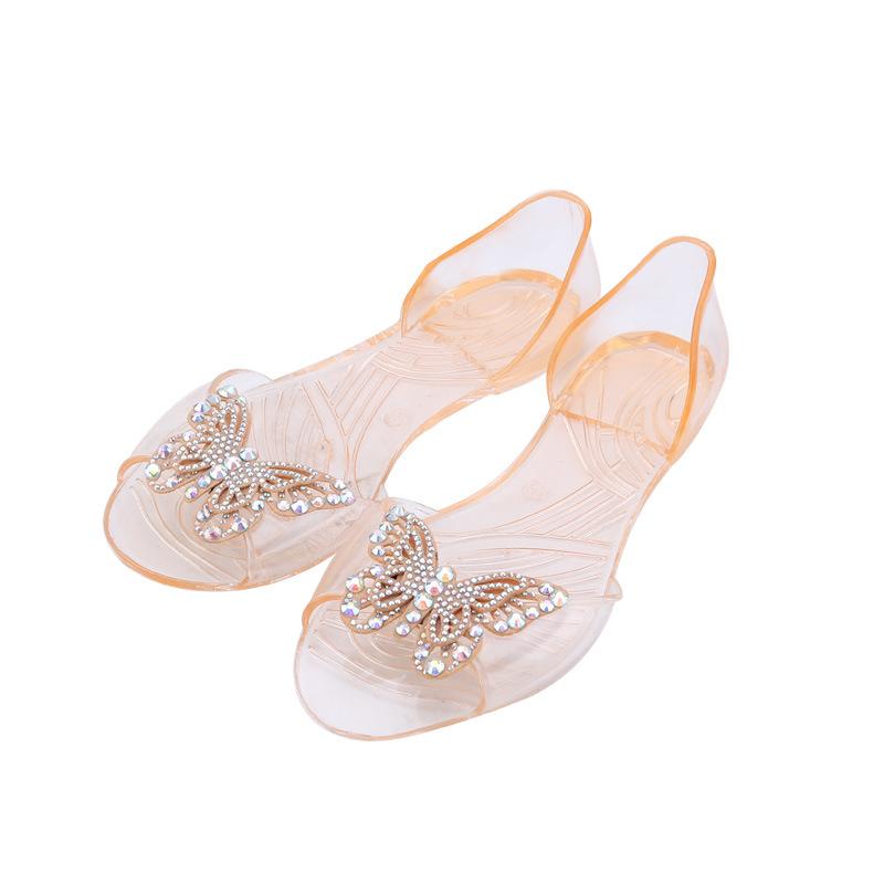 Fashion Colored Diamond Bow Shoes Fish Mouth Shoes Casual Pvc Shoes