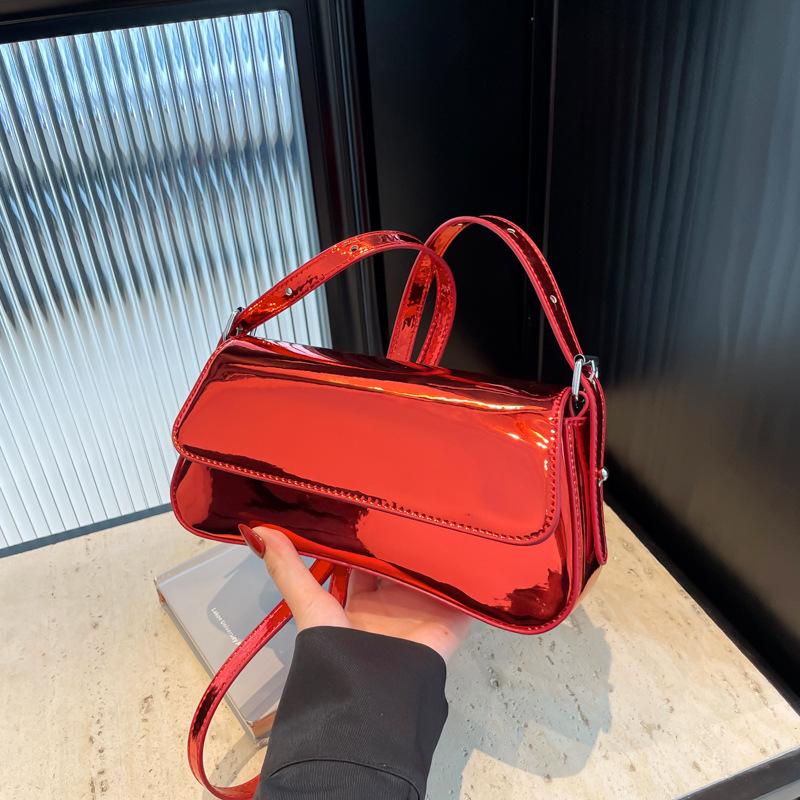 Bags bags women's bags 2025 new Korean version solid color shoulder bag fashion niche design shoulder mirror armpit bag