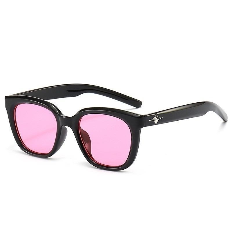 Fashion Unisex Sunglasses Simple Black Square Frame Sun Glasses for Women Girls Simple Grey Yellow Pink Lens UV400 Protector Aes