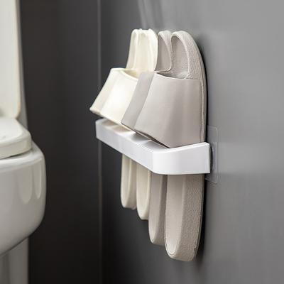 Bathroom Slipper Shelf Punch Free Wall Mount Shoes Hanger Rack Towel Storage Shelf Space Saving Shelves Bathroom Accessories
