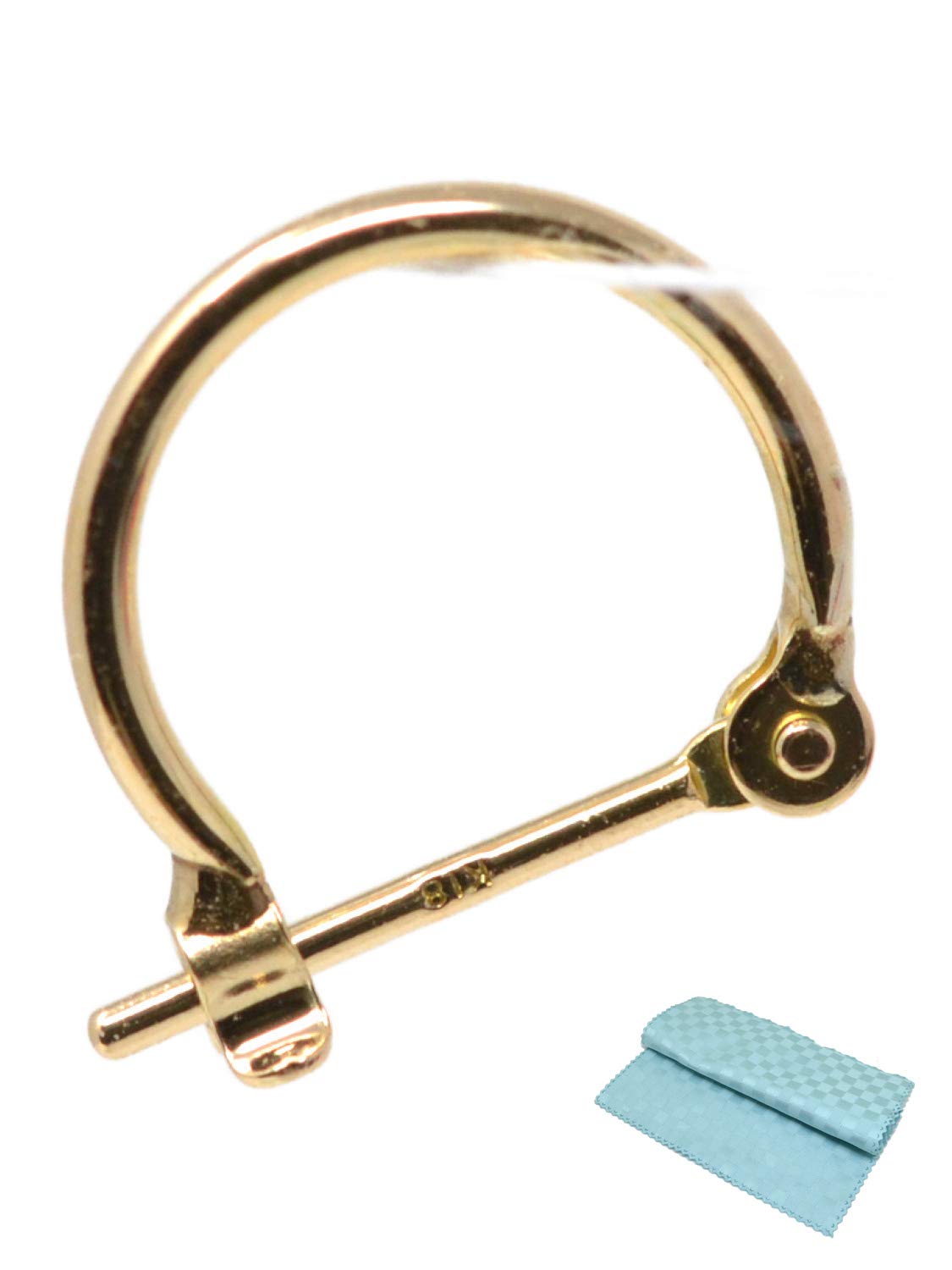 

Hoop Earrings for One Small 18k 18k Pipe Size 1mm x 10mm of 1 Earring and 2 Polishing Ear, Hoop, K18, Gold, (Set Cloths) золотий