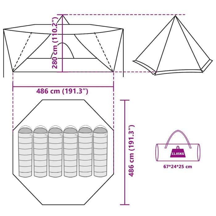 VidaXL Tente familiale tipi 8 personnes camouflage imperméable, tente, abri de camping, abri de jardin, tente de camping, 4009451